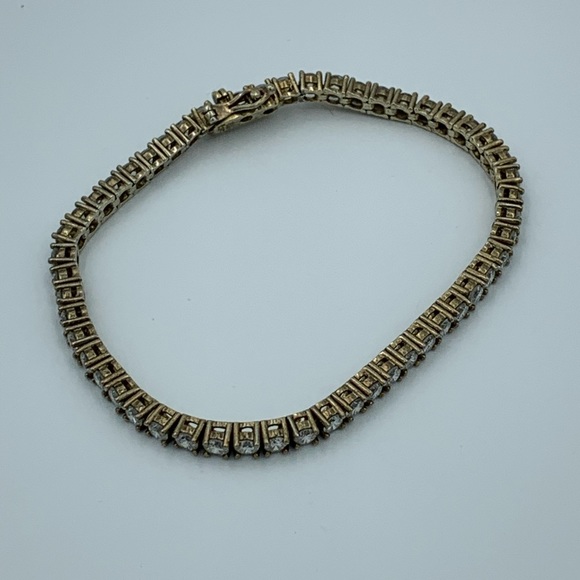 Sterling Tennis Bracelet with Imitation Diamonds - Picture 3 of 4